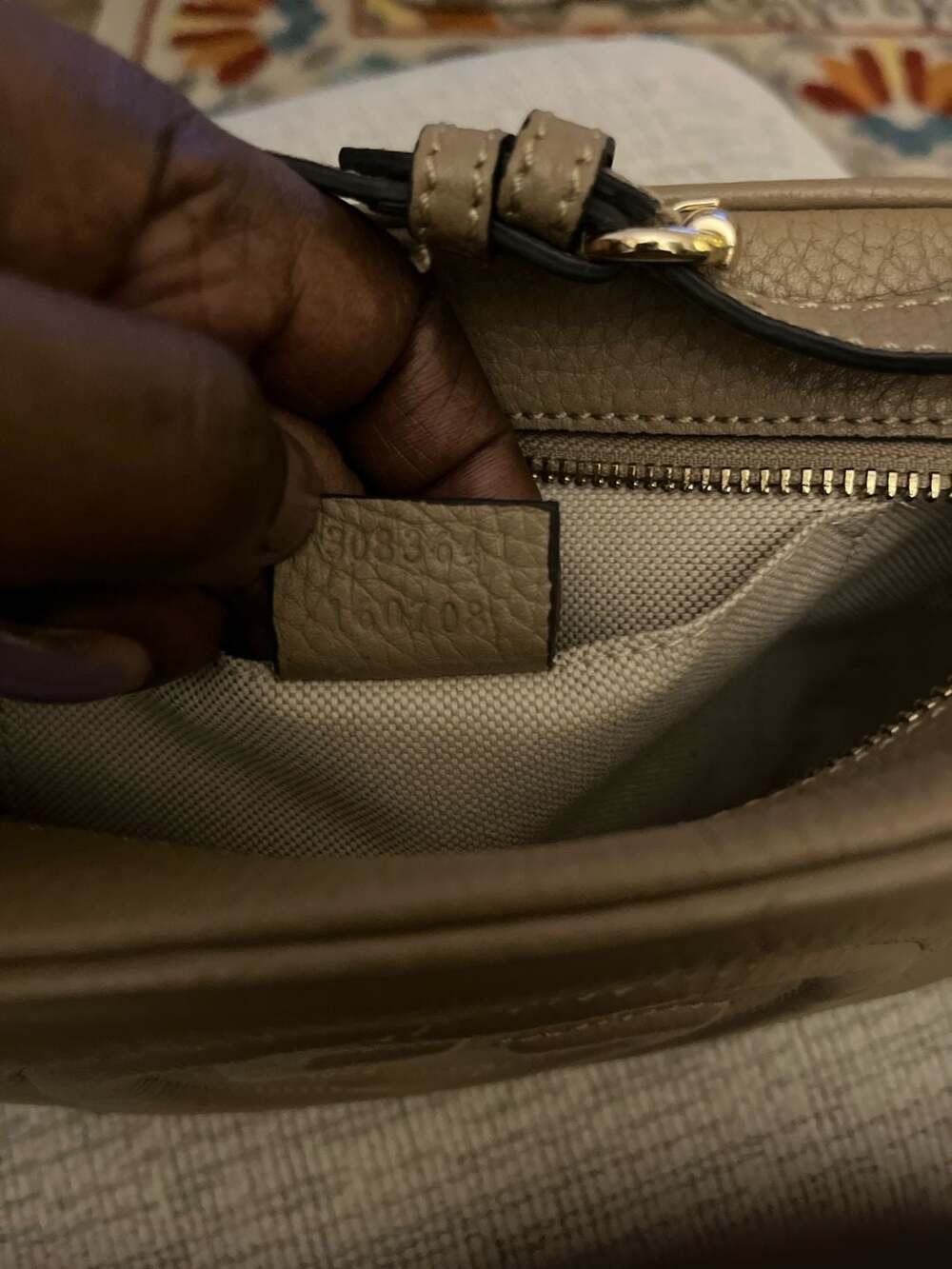 Gucci Soho Disco Bag Pebbled Leather Rose Beige Crossbody - Picture 5 of 6